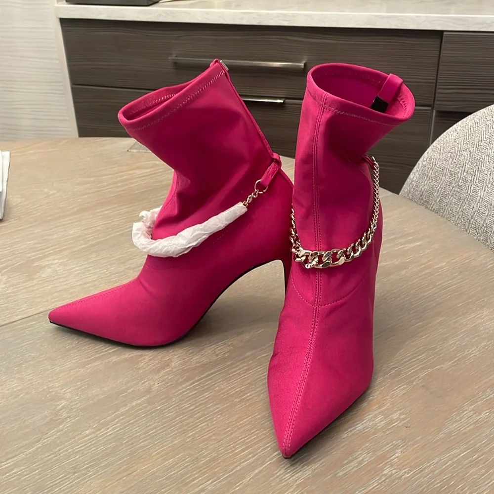 Guess hot pink ankle boots, size 9; new